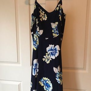 Navy Floral Sun Dress. Size L